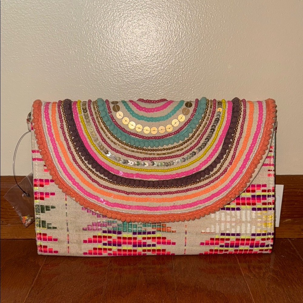 Francesca's Collections Multicolor Beaded Clutch